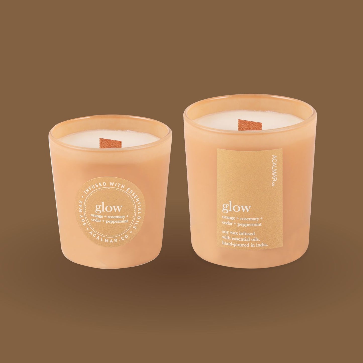 Glass Jar Candles - Glow (orange + rosemary + cedar + peppermint)