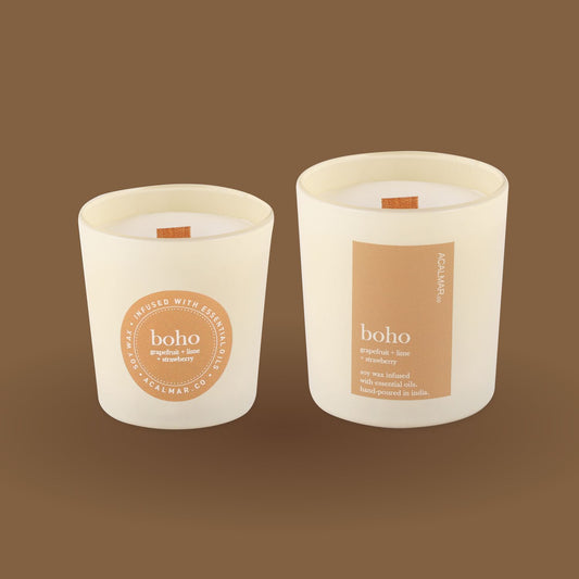 Glass Jar Candles - Boho (grapefruit + lime + strawberry)