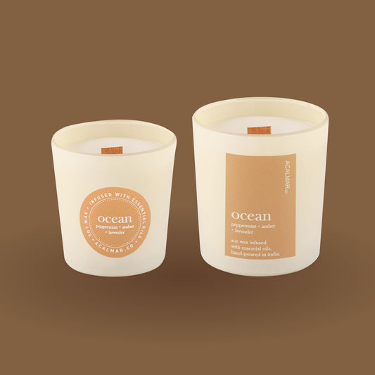 Glass Jar Candles - Ocean (peppermint + amber + lavender)