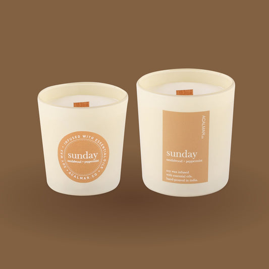 Glass Jar Candles - Sunday (sandalwood + peppermint)