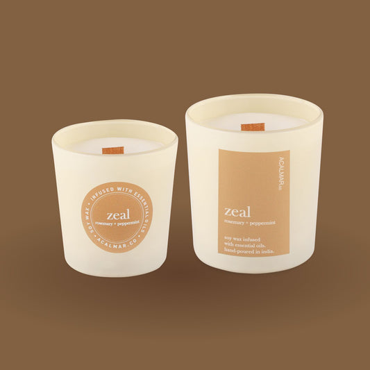 Glass Jar Candles - Zeal (rosemary + peppermint)